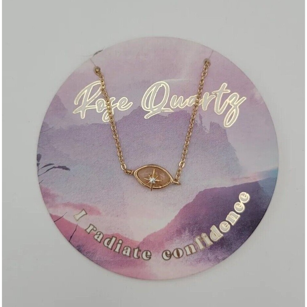 Francesca's "I Radiate Confidence" Rose Quartz Gold Tone Star Necklace Pendant